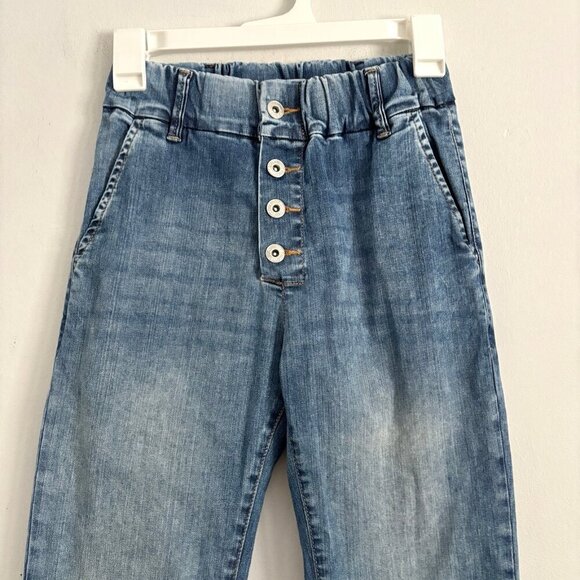 Bevy Flog Ronit Denim Blue Jean Pull-On Pants Button Fly Women’s Size 24 - Picture 2 of 9